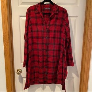 Flannel dress with ties